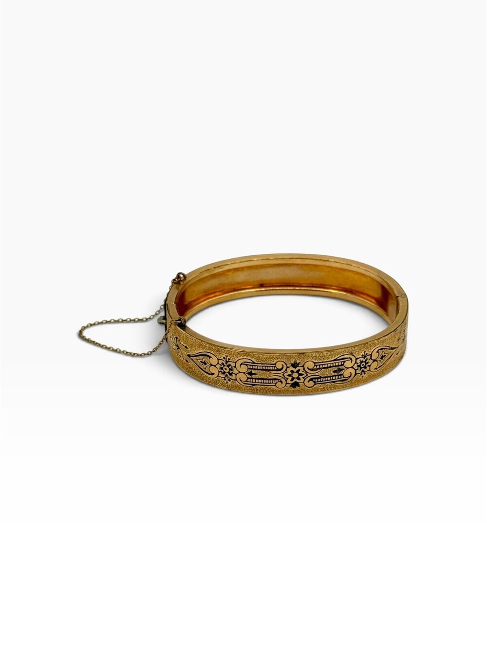 Vintage Victorian Gold-Filled Bracelet with Black Enamel